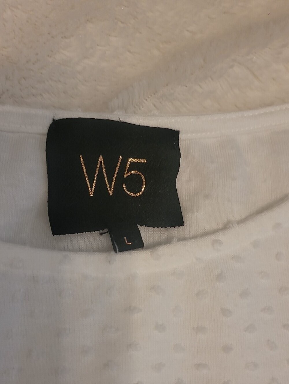 W5 White Textured Short Sleeve Blouse - Picture 2 of 4